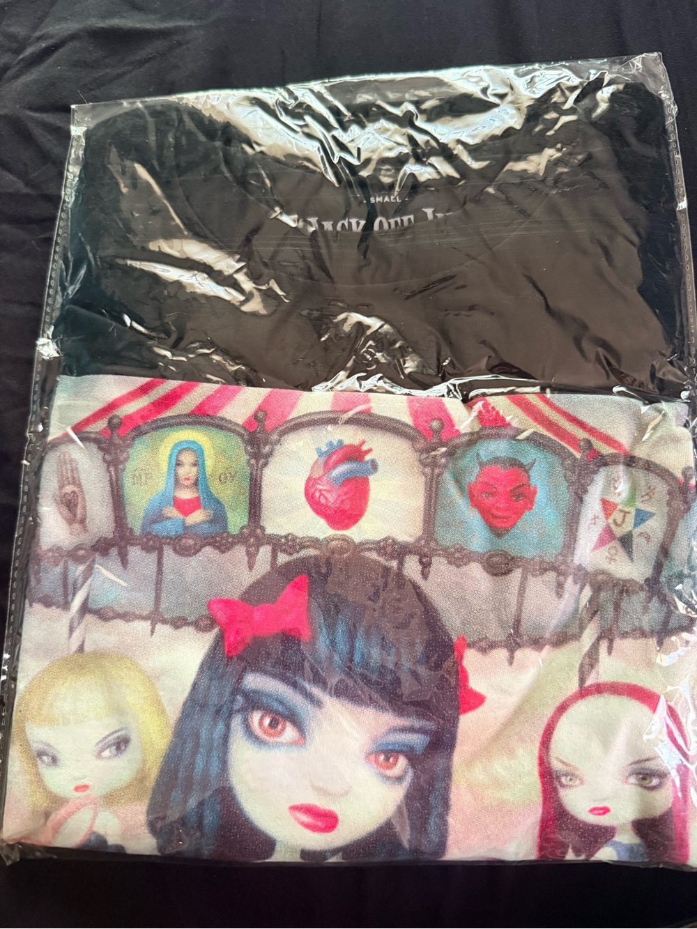 NIB Official Jack Off Jill Clear Heart Grey Flowers Mark Ryden Album Shirt Sz S